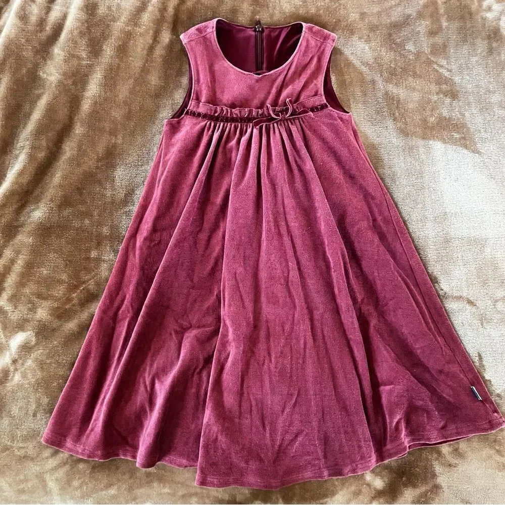 Jako-o German Brand Sleeveless Burgundy Girls Dress Velvet Lined Size 4-5